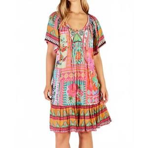 NEW LULA SOUL vivone shirred dress in melon